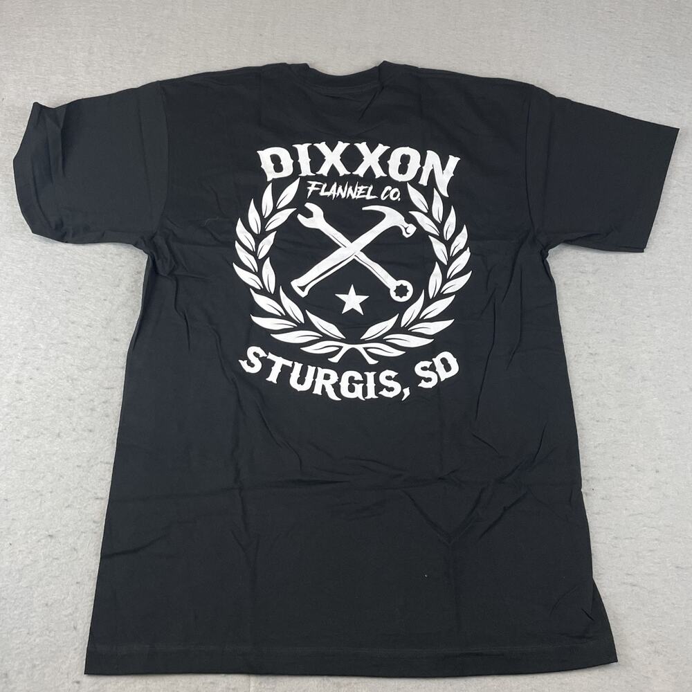 Dixxon Sturgis Grey Sketchy Crest Mens Sz L T Shirt Black